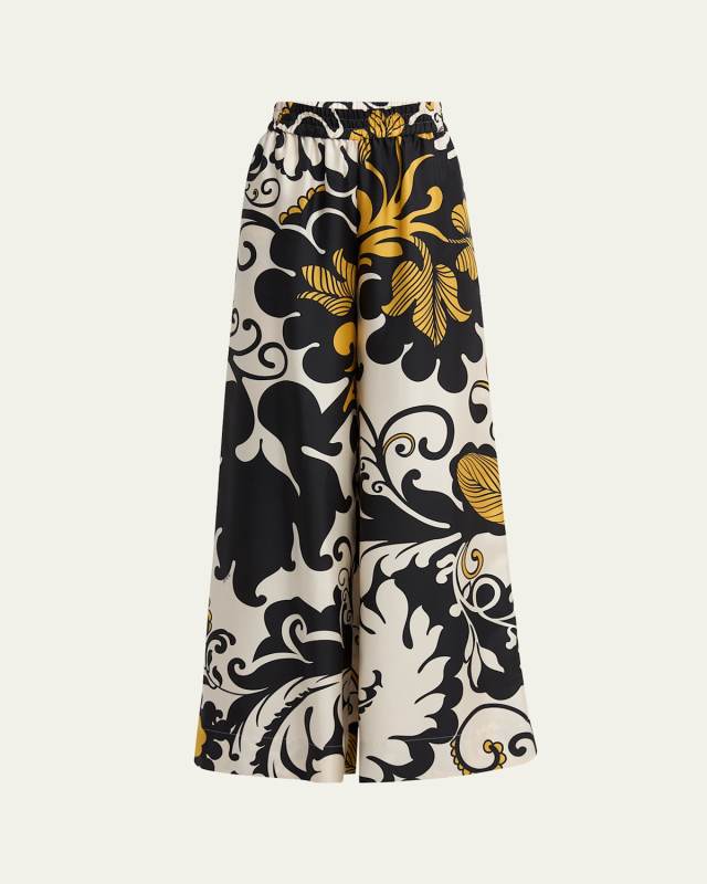 Marea-Print Wide-Leg Pull-On Palazzo Pants